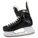 Black skates with yellow trim and white laces