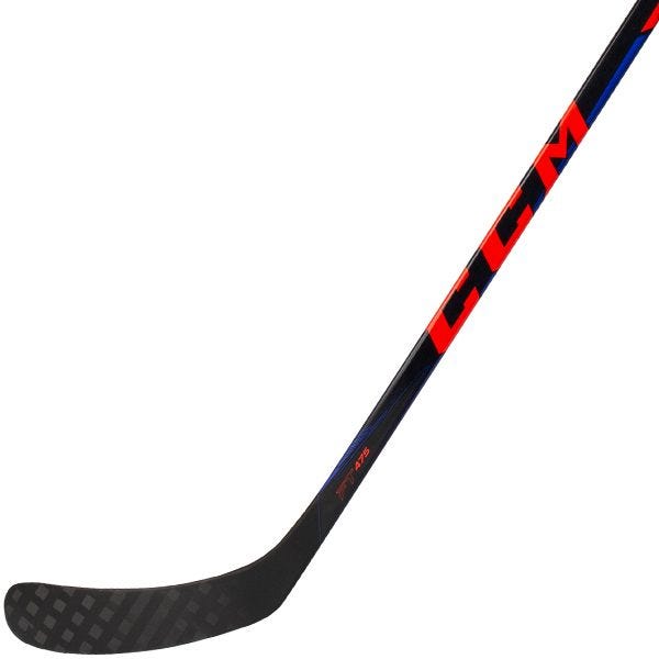 Black stick with red detail and blue highlights