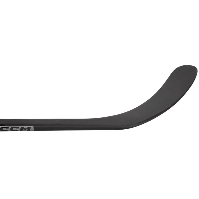 black hockey stick with white text