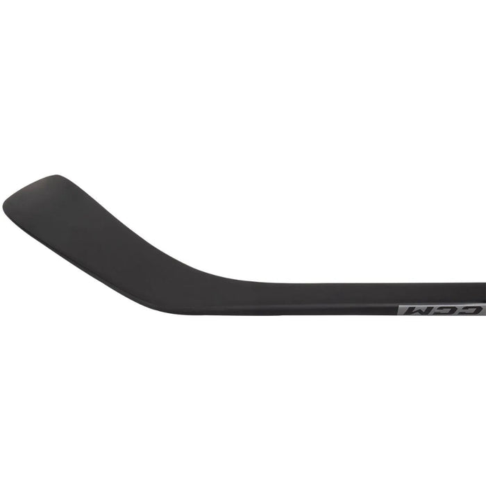 black hockey stick with white text
