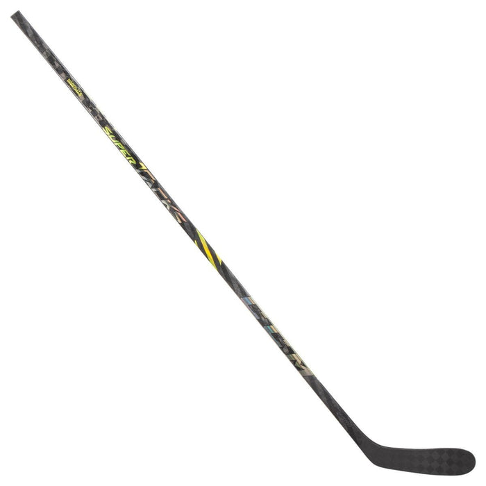 Grey hockey stick with holographic yellow and silver detail