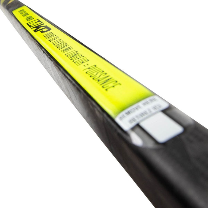 Grey hockey stick with holographic yellow and silver detail