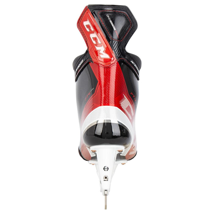 Black and red skates, with white and red laces and red lining