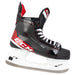 Black and red skates, with white and red laces and red lining