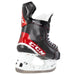 Black and red skates, with white and red laces and red lining