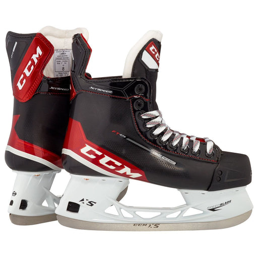 Black and red skates, with white and red laces and red lining
