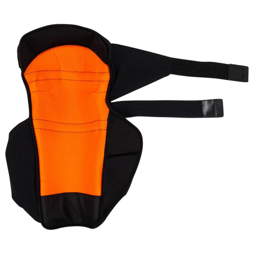 Black referee shin guards with orange lining